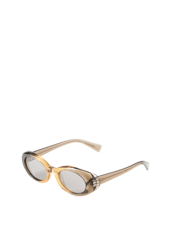 Ovale Sonnenbrille Beige/Grau