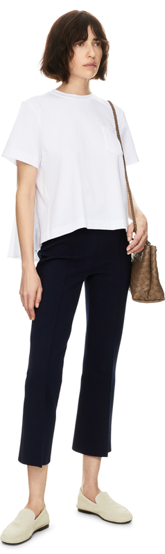 T-Shirt mit Falteneinsatz Weiß