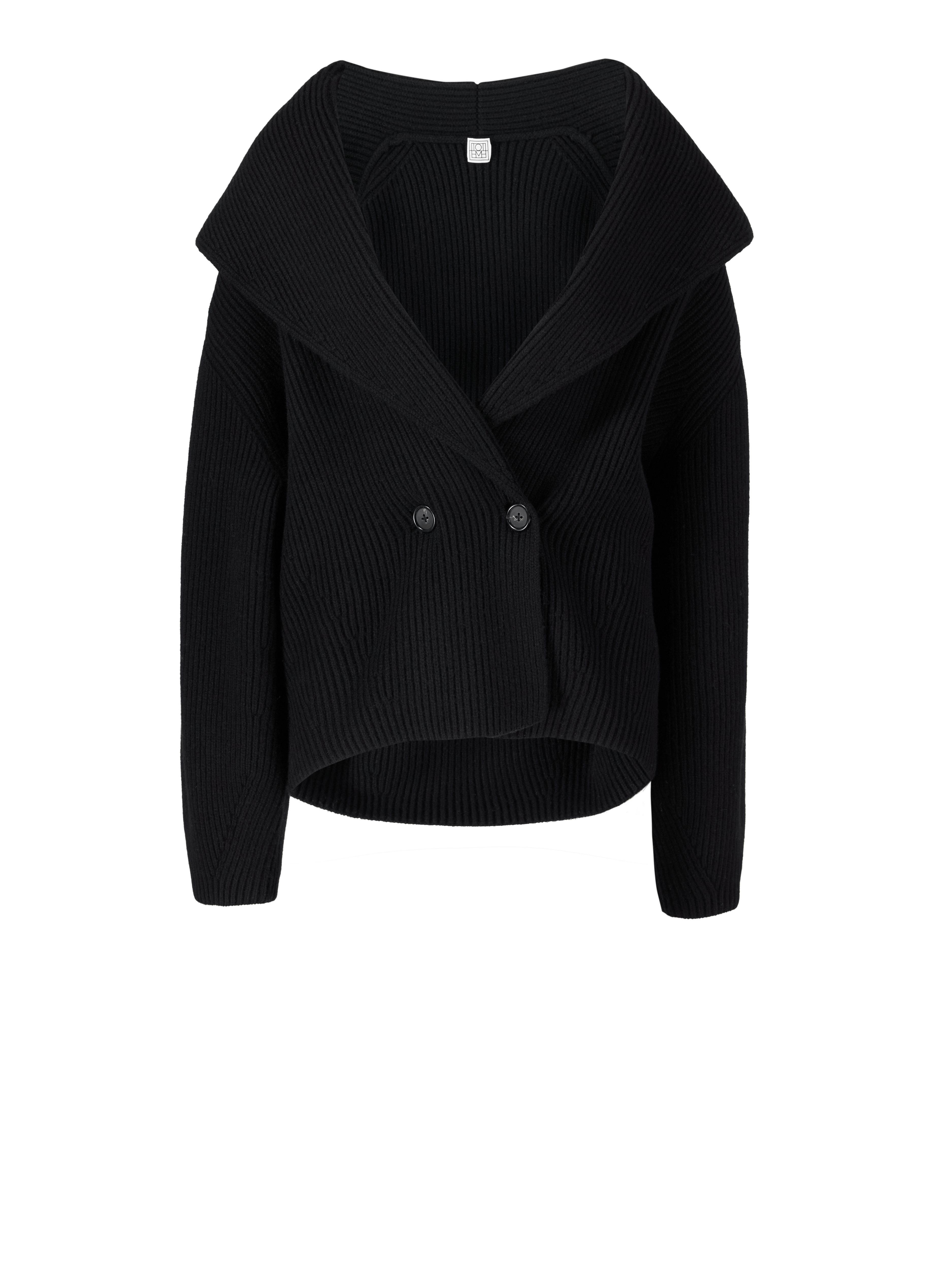 Oversized Wollstrickjacke mit Schalkragen Schwarz