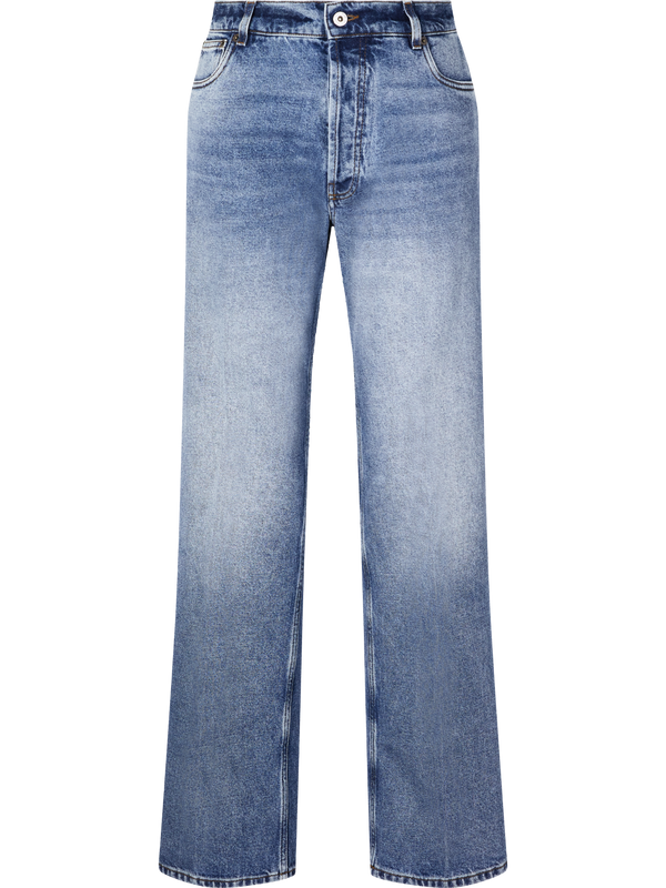 Boyfriend-Fit Jeans mit Sticklogo Blau