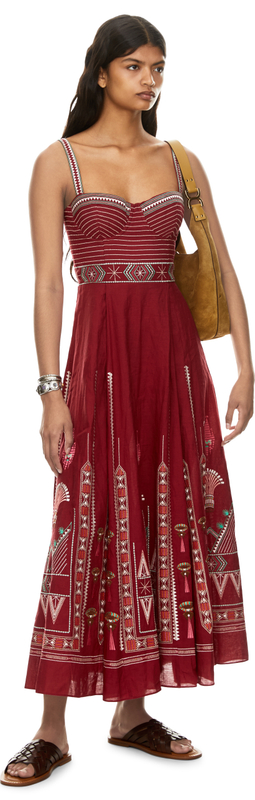 Midikleid 'Elida' mit Ballerina-Stickerei Rot