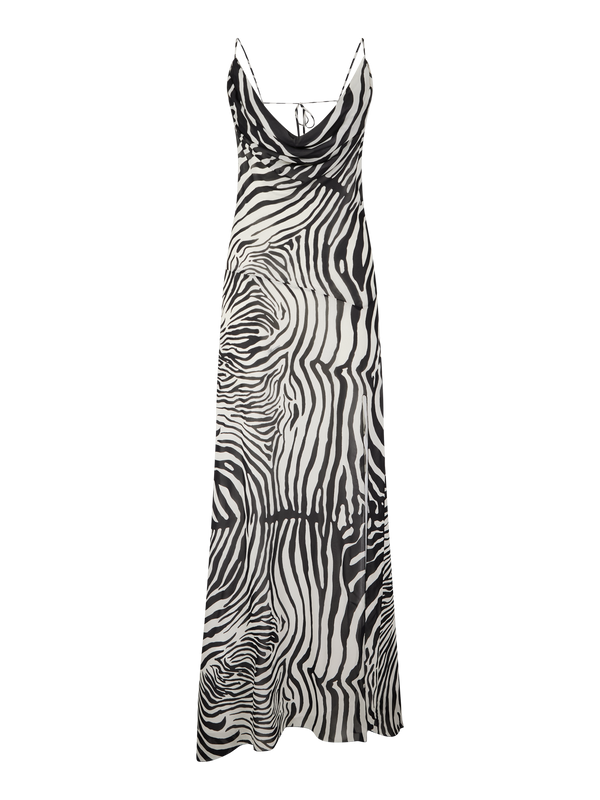 Midikleid aus Chiffon mit Print Schwarz