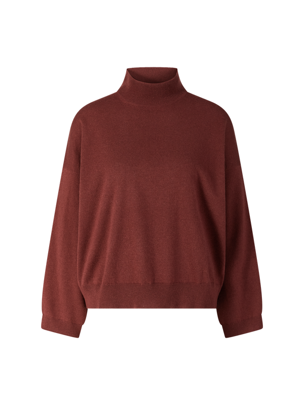 Cashmere-Pullover mit Stehkragen Bordeaux
