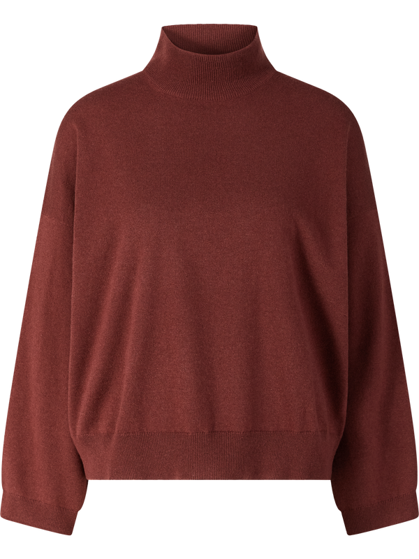 Cashmere jumper with a stand-up collar burgundy