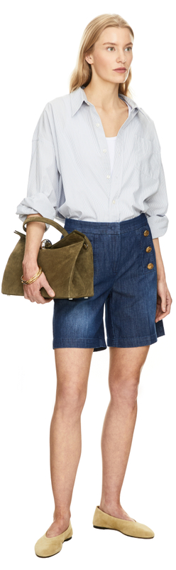 Shorts 'Bridget' mit dekorativen Knöpfen Marineblau