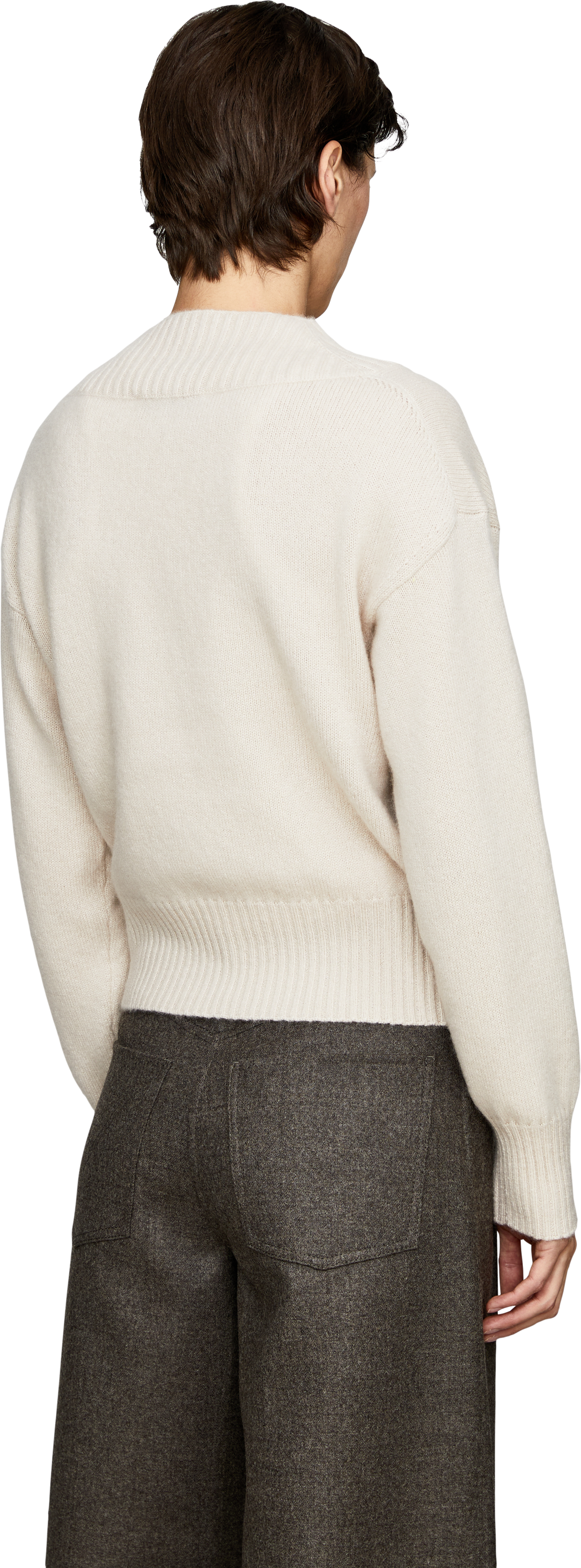 Iris von Arnim 'Kendra' Alabaster cashmere and silk jumper, Back view – UNGER.DE