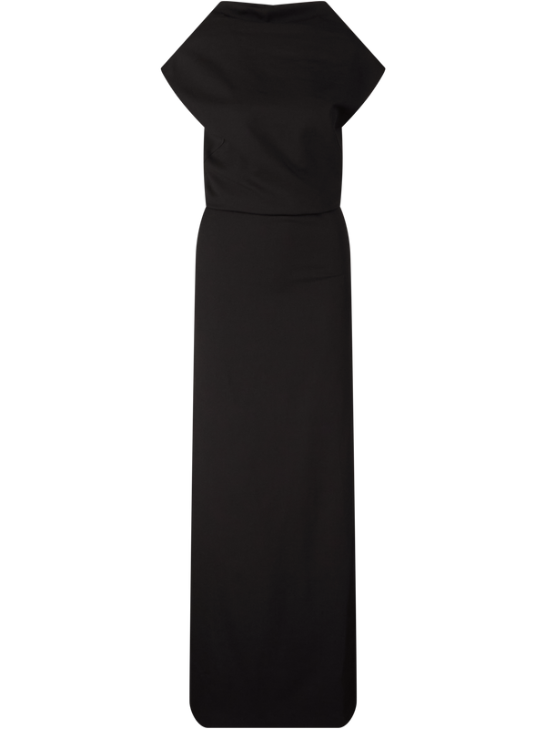 Maxi dress with Monili pearls, black