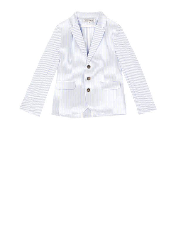 Gestreifter Baumwollblazer Blau