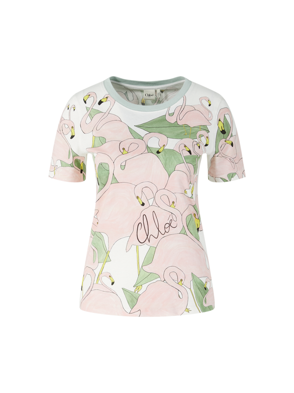 T-shirt with flamingo print multi