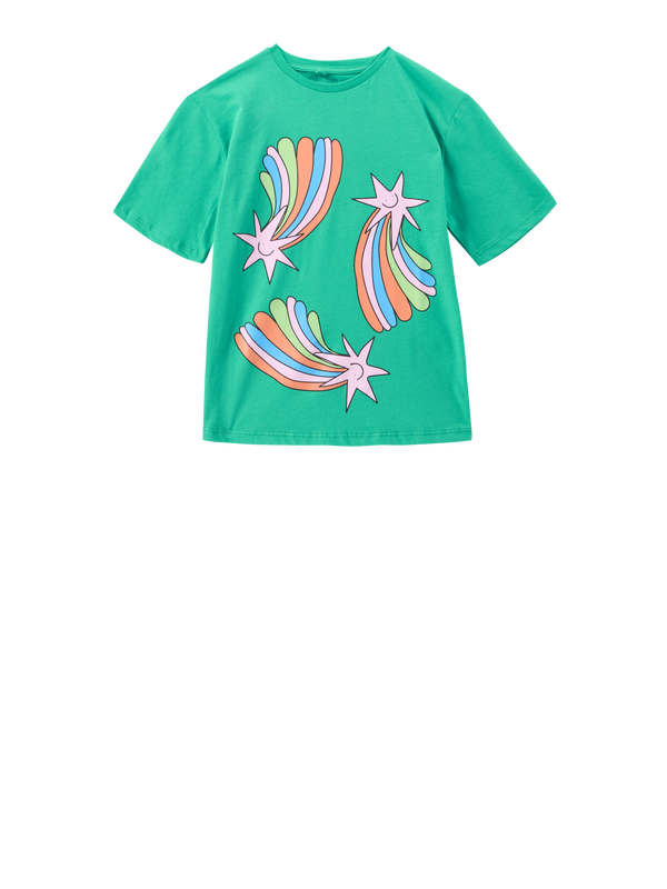 T-Shirt mit Sternschnuppen-Print Grün