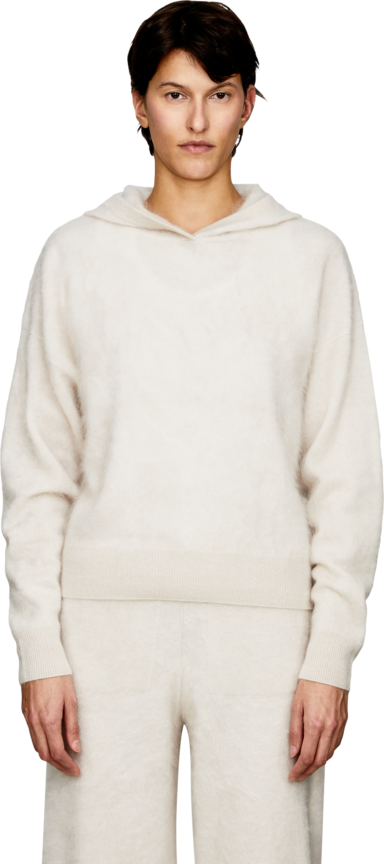 Iris von Arnim Gebürsteter Cashmere-Pullover 'Dabora' Alabaster, Front view – UNGER.DE
