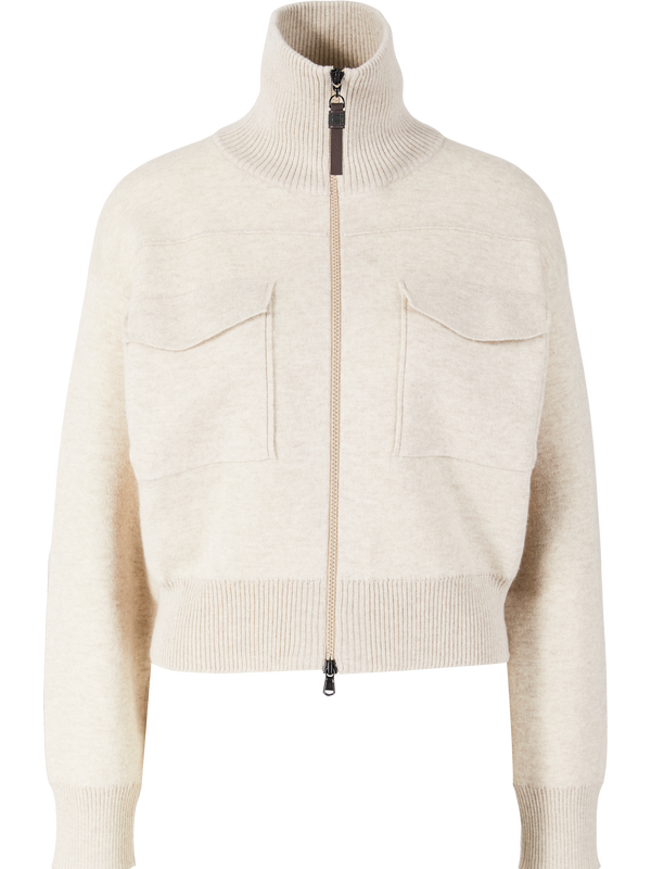 Cashmere cardigan with Monili pearls, light brown
