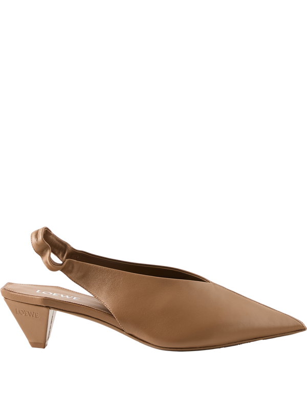 Slingback 'Origami Cubic 45' aus Lammleder Mocha