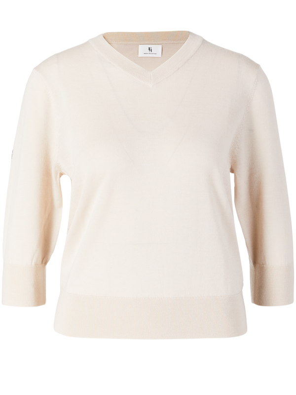 Short-sleeved wool, cashmere and silk jumper in Samoan Sand