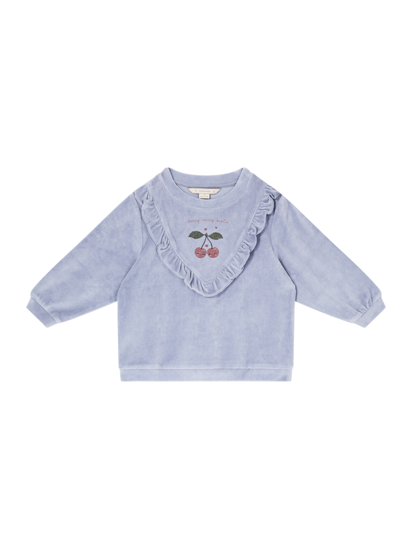 Velvet sweatshirt 'Wally' light blue
