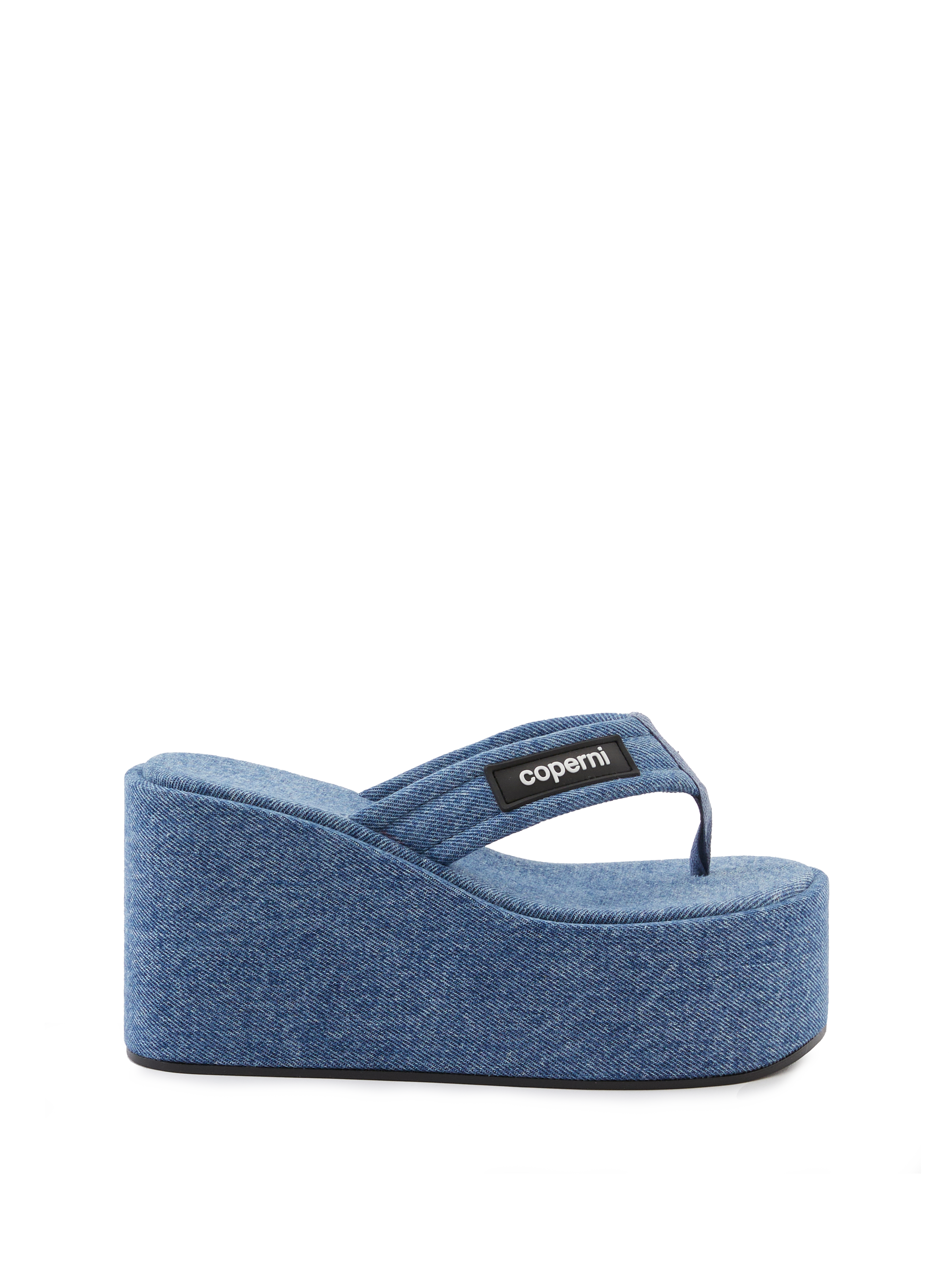 Plateau Flip-Flops in Denim-Optik Blau