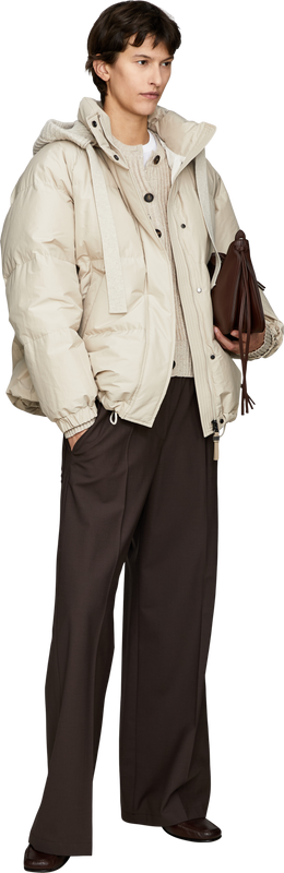 Quilted down jacket with cashmere trim – beige
