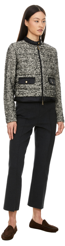 Wattierte Boucléjacke aus Woll- und Alpakamischung Schwarz