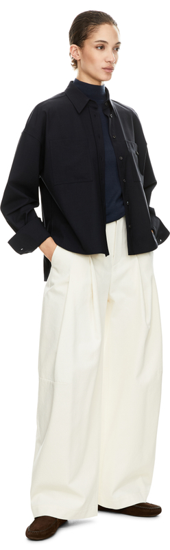 Kurzärmeliger Cashmere-Seiden-Pullover Marineblau