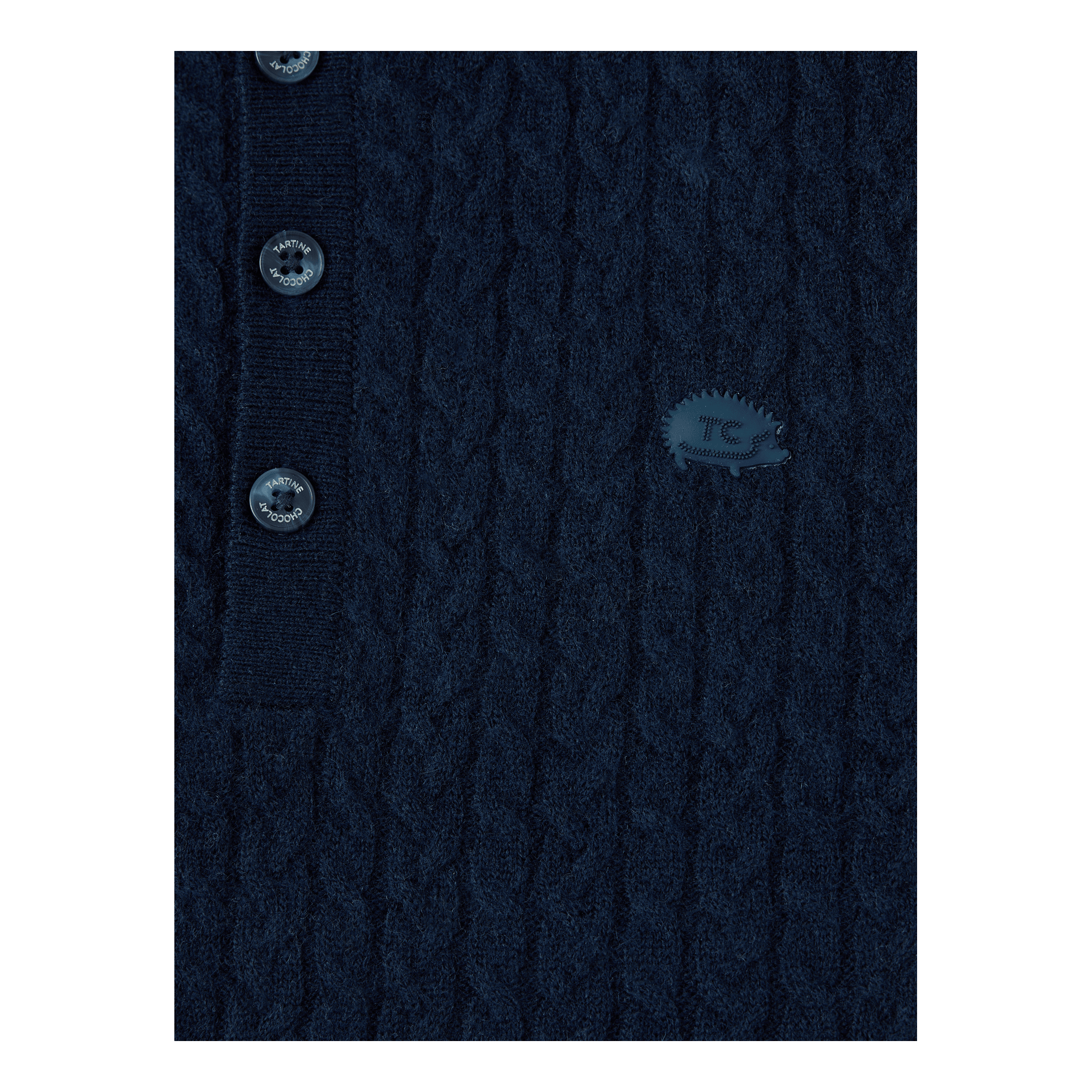 Tartine et Chocolat Wollpullover mit Zopfmuster Marineblau, Frontansicht – UNGER.DE