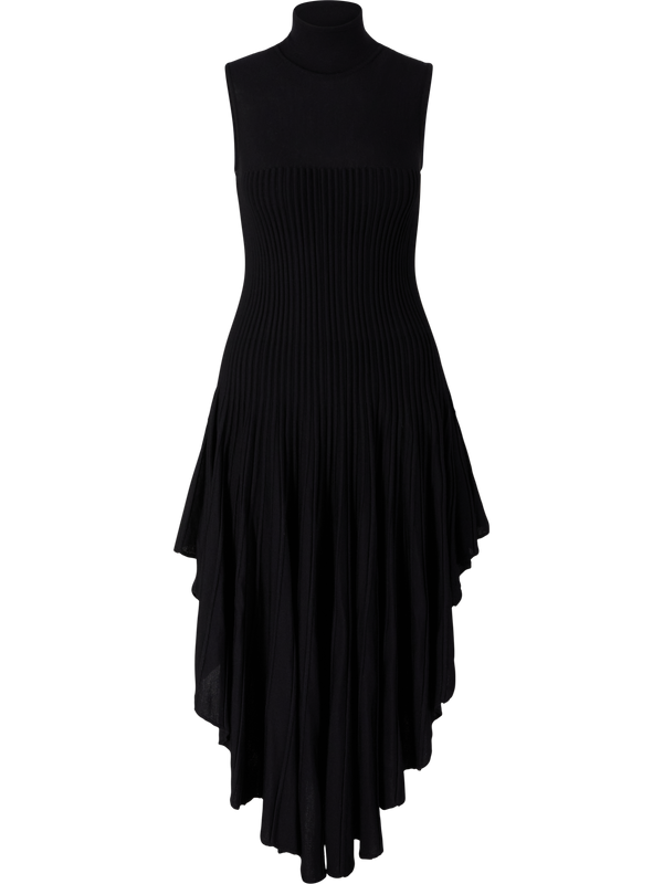 'Triangle 3D Sculpting' evening dress in black wool