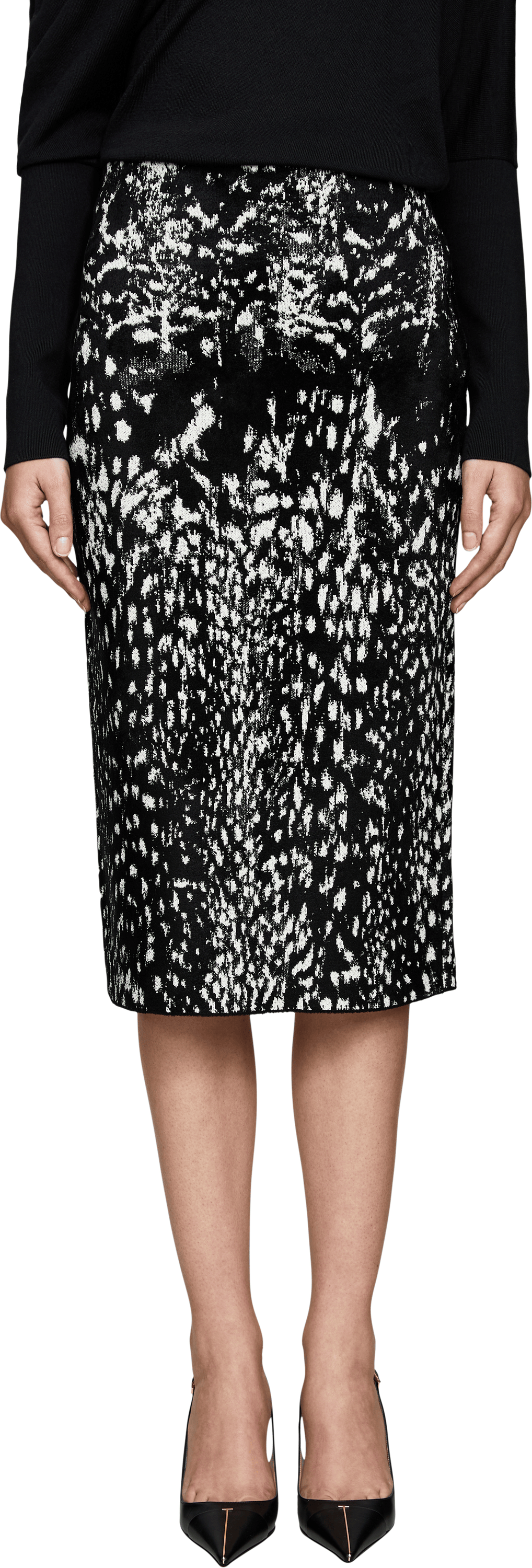 Tom Ford Samtiger Bleistiftrock mit Luchs-Jacquard Schwarz, Frontansicht – UNGER.DE