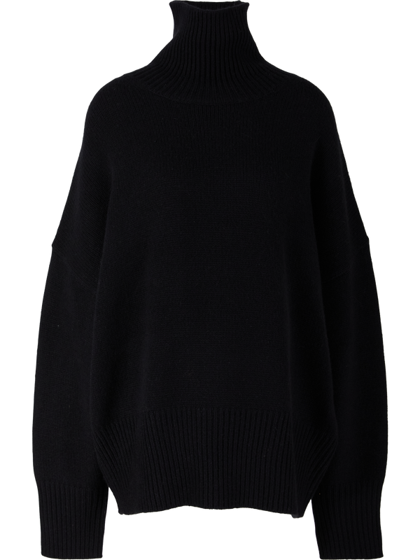 Oversized cashmere jumper with a roll neck – Black