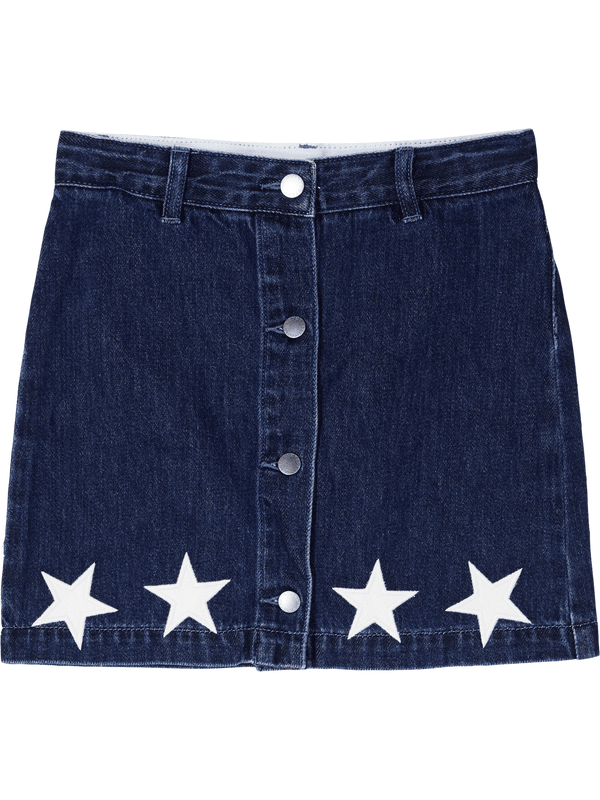 Jeansrock mit Stern-Stickereien Dunkelblau