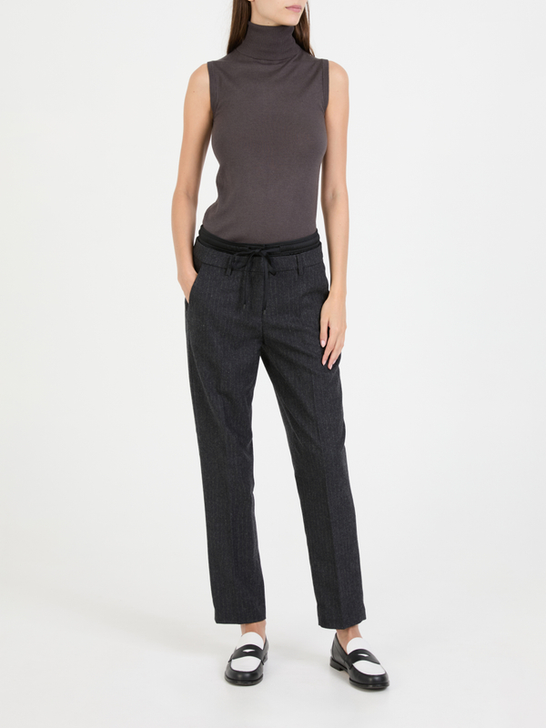 Gestreifte Stoffhose 'Karen' Grau