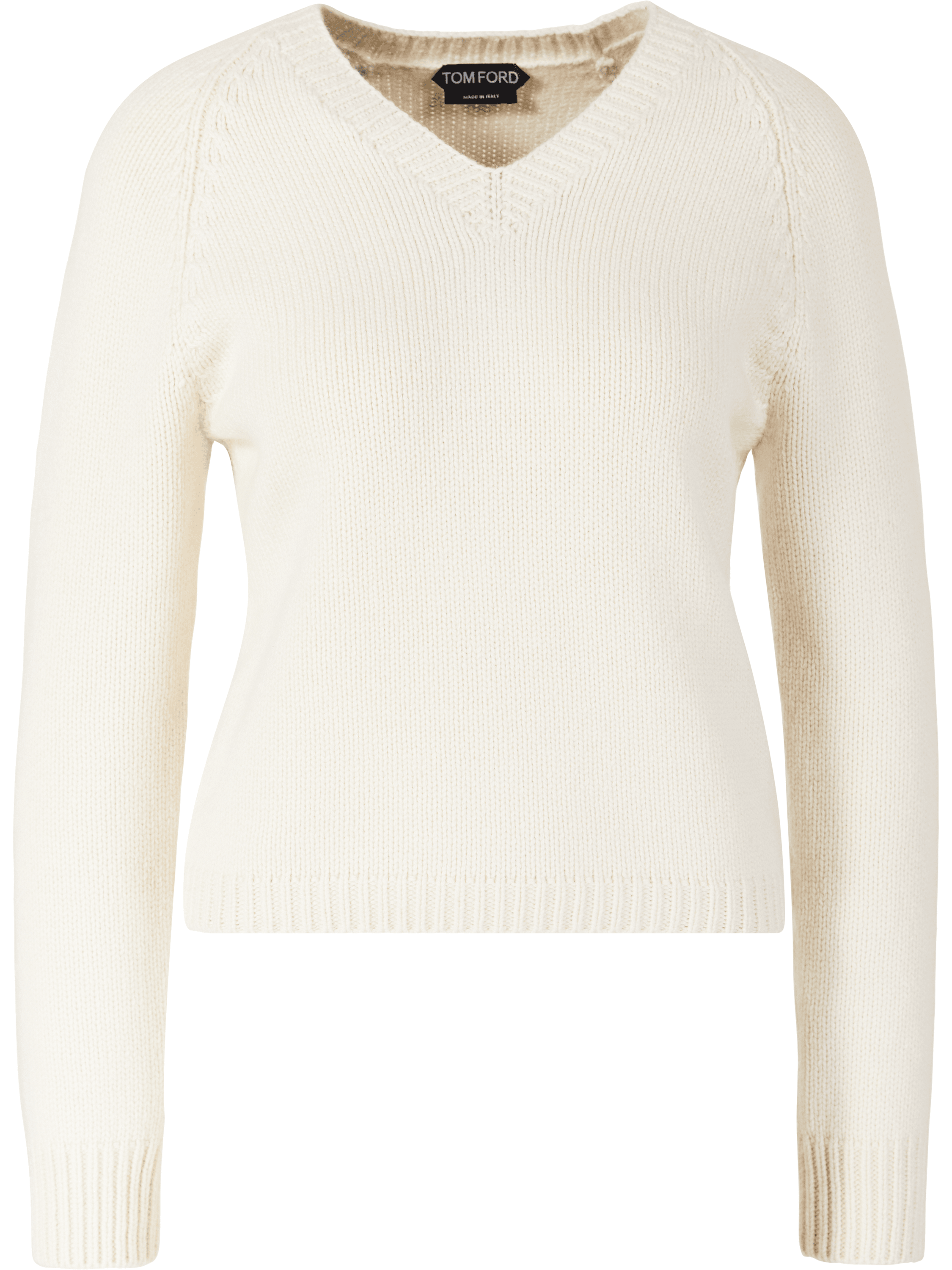 Tom Ford Woll-Cashmere-Pullover mit V-Ausschnitt Crème, Produktansicht – UNGER.DE