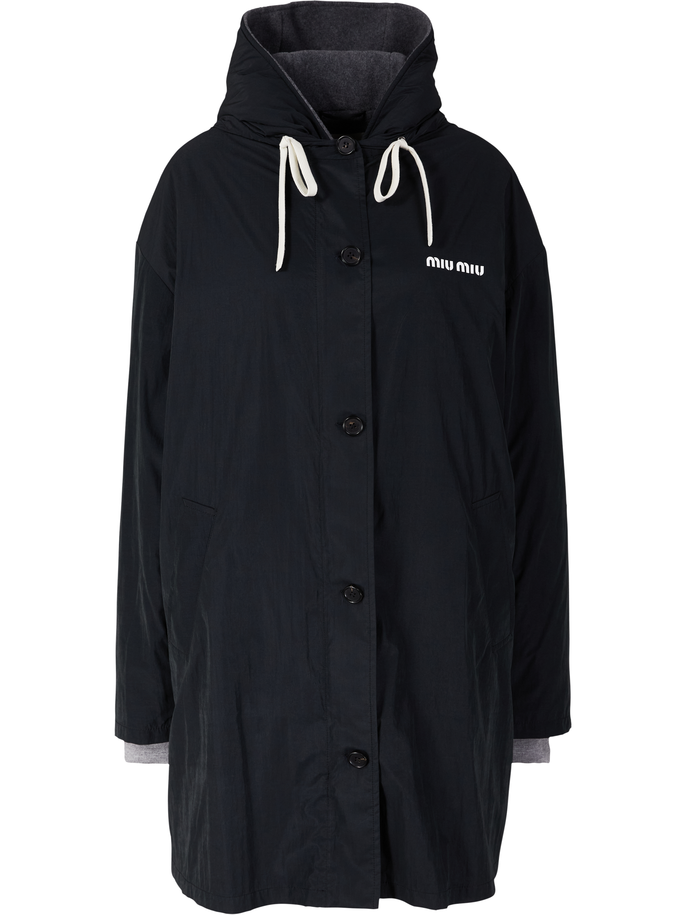 Cabanjacke aus Pongé und Fleece Schwarz