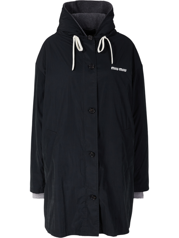 Cabanjacke aus Pongé und Fleece Schwarz