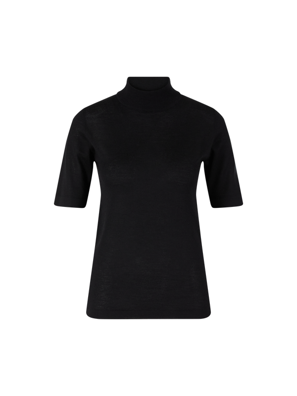 Kurzärmeliger Cashmere-Seidenpullover Schwarz