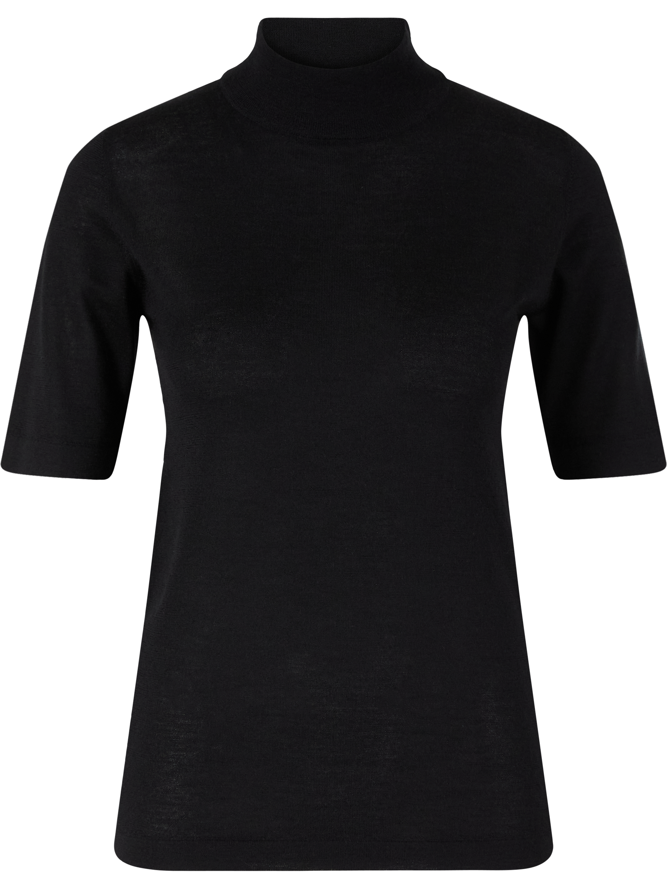 Kurzärmeliger Cashmere-Seidenpullover Schwarz