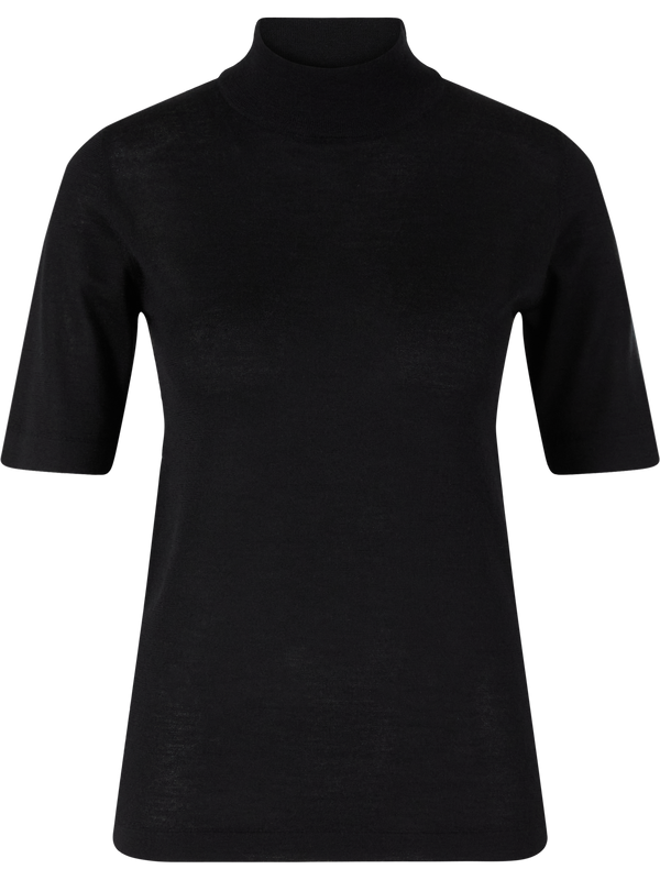 Short-sleeved cashmere and silk jumper black
