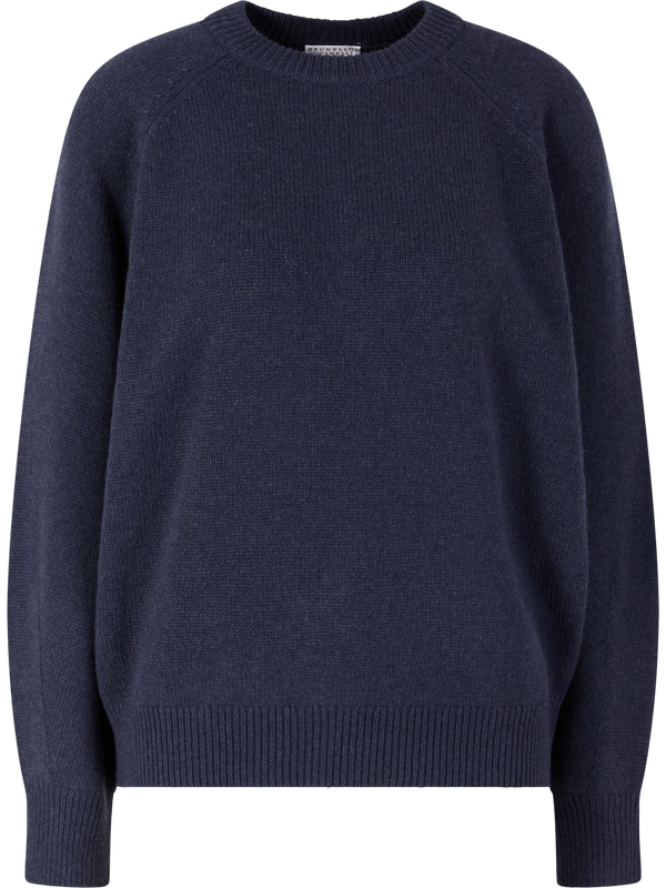 Cashmere jumper with Monili pearls, dark blue