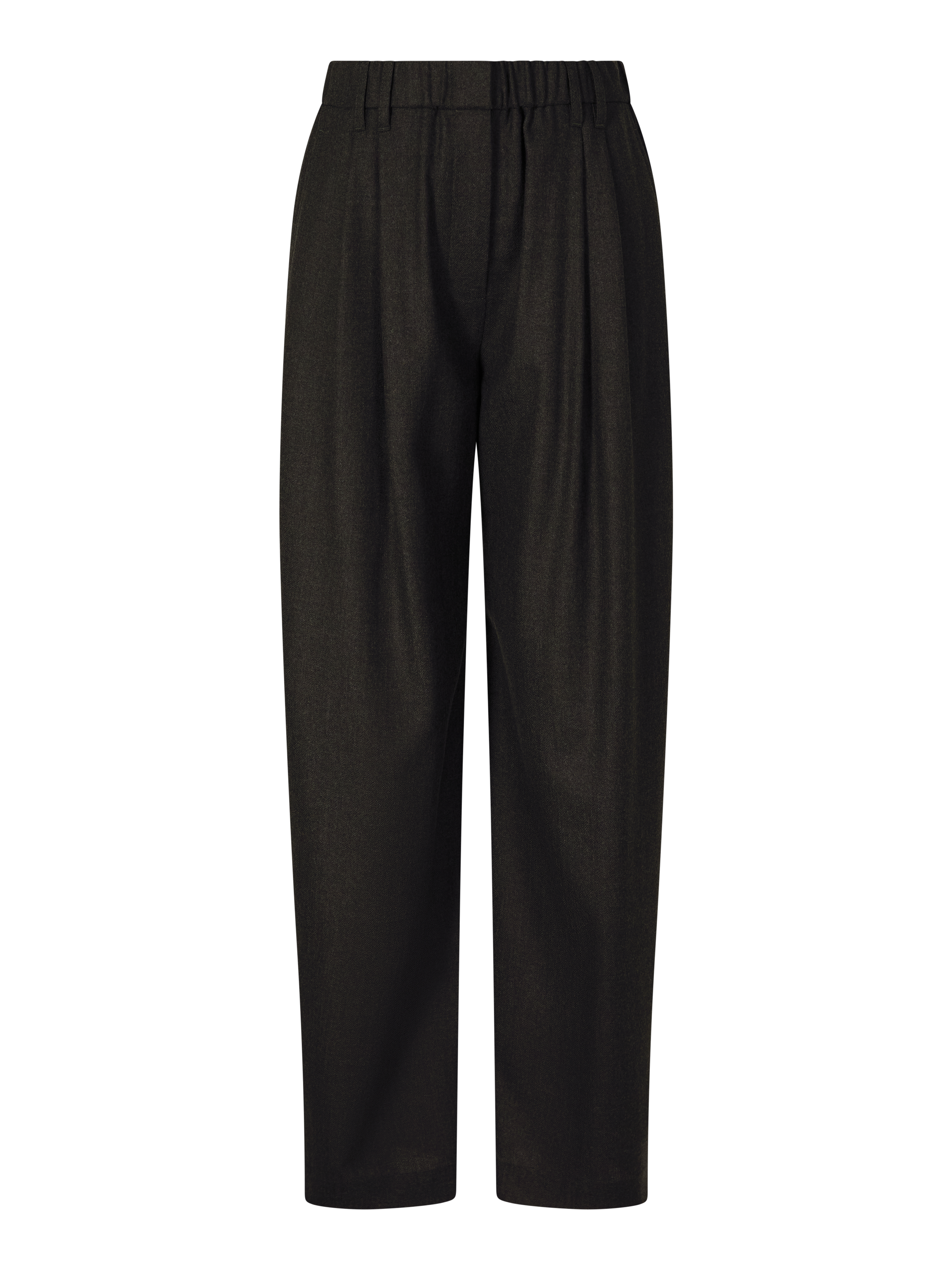Bundfaltenhose aus Wolle mit Monili Perlen Anthrazit