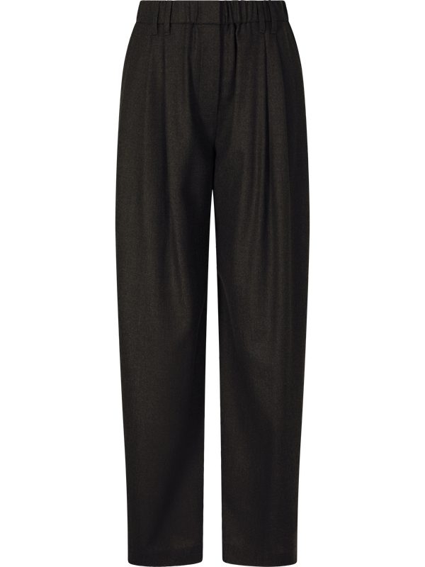 Bundfaltenhose aus Wolle mit Monili Perlen Anthrazit