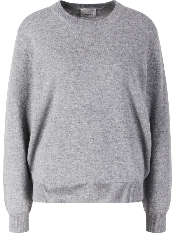 Cashmere-Pullover mit Rundhalsausschnitt Grau Meliert