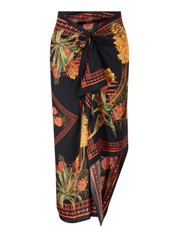 Asymmetrischer Pareo-Rock aus Twill mit Foulard-Print Multi