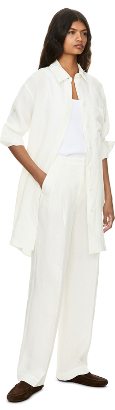 Bundfaltenhose 'Santorini Ps' aus Leinen Bianco