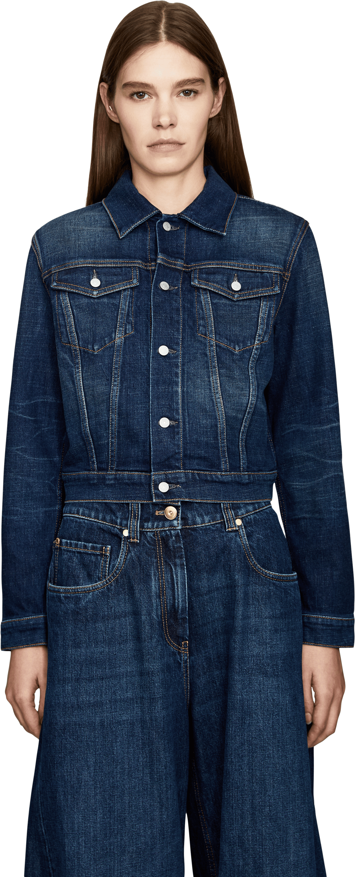Acne Studios Jacke aus Raw-Denim Dunkelblau, Frontansicht – UNGER.DE