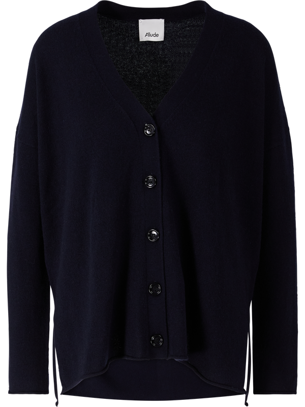 Cashmere-Strickjacke mit V-Ausschnitt Grau