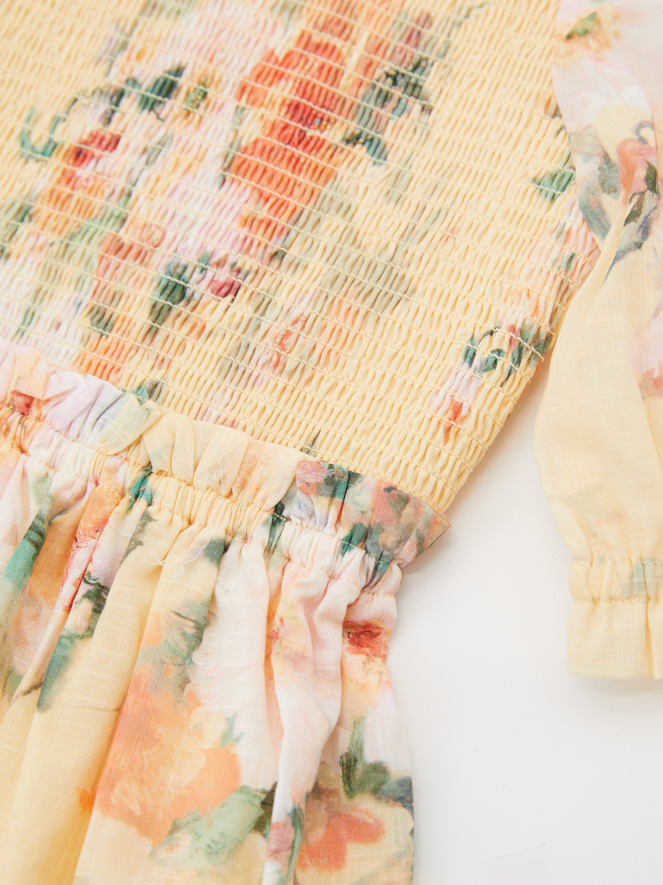 Zimmermann Kids Dress 'Everly Shirred Bodice' yellow, Front view – UNGER.DE