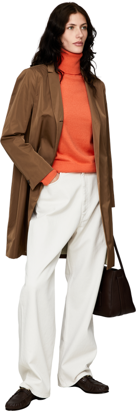 Cashmere jumper with a roll neck, tangerine