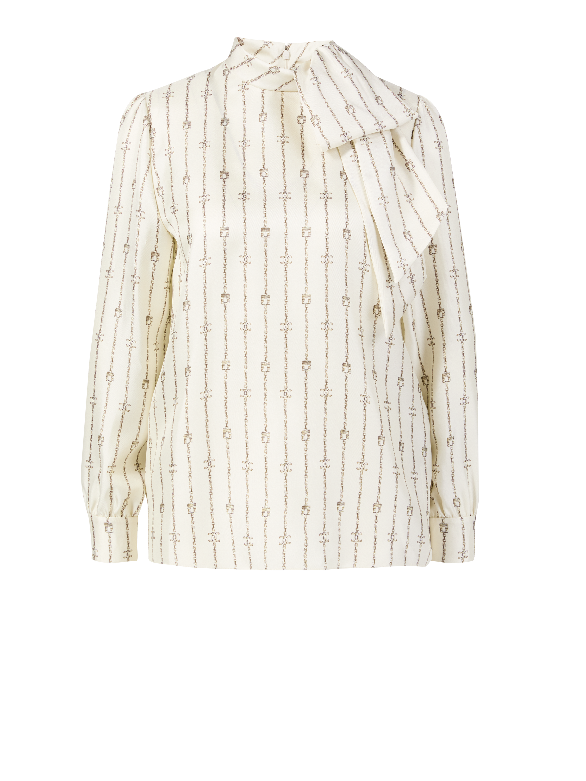 Seidenbluse mit Lavallière-Kragen Crème