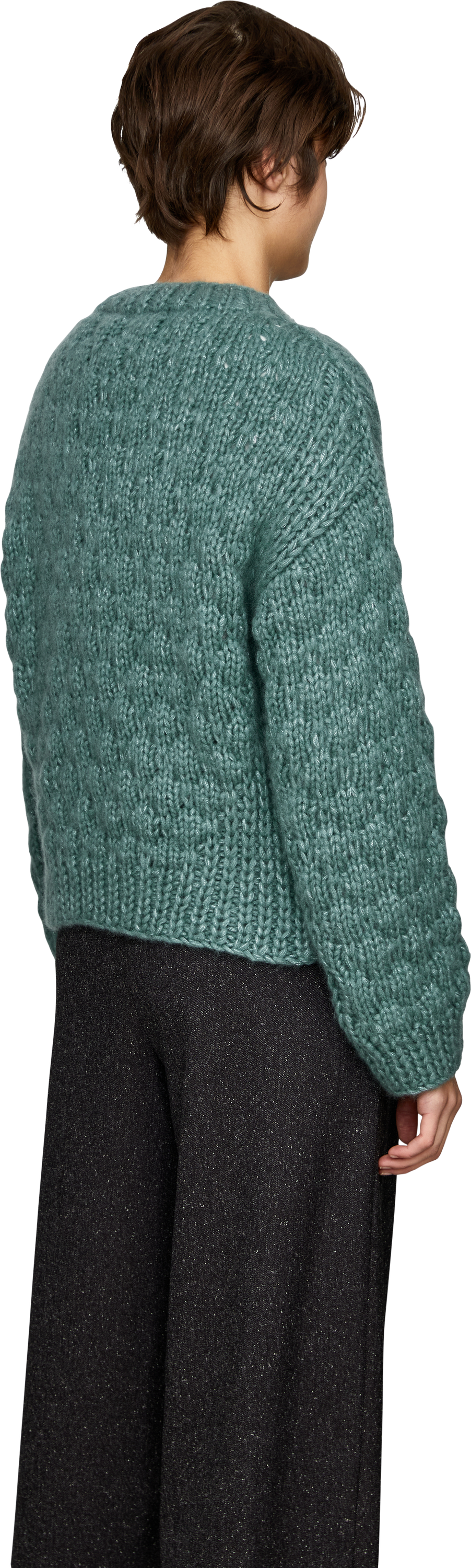 Iris von Arnim 'Lioma Hand-knitted' cashmere and silk cardigan, Fern, Back view – UNGER.DE