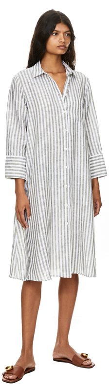 Gestreiftes Blusenkleid 'Lena' aus Leinen Grün