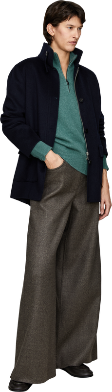 Cashmere-Seidenpullover 'Kalina' mit Troyerkragen Farn