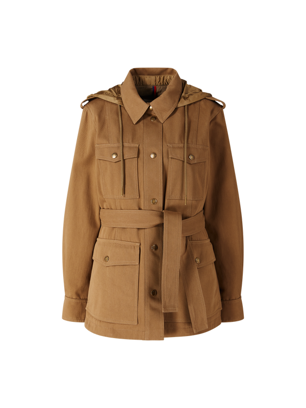 Feldjacke 'Centaurea' mit Kapuze aus Gabardine Braun